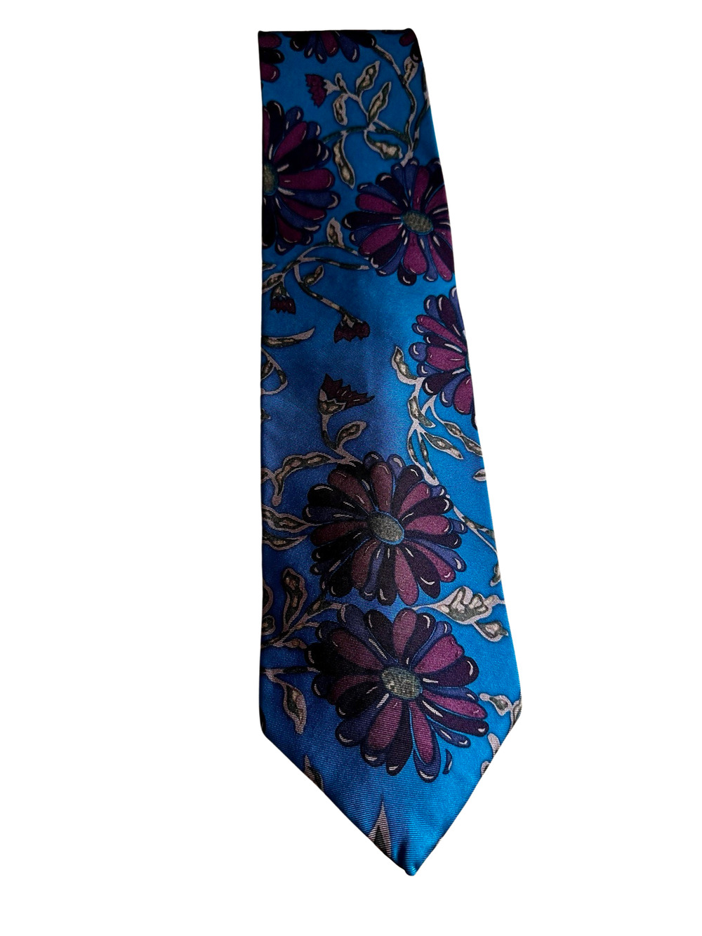 Teal Blue Floral Warren Scott Silk Necktie